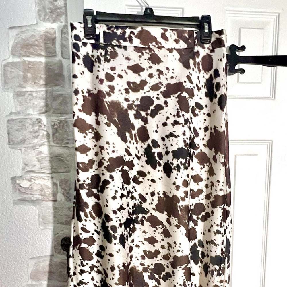 ZARA Skirt Size S New Without Tags White/Brown Flattering Style Wrinkle-free